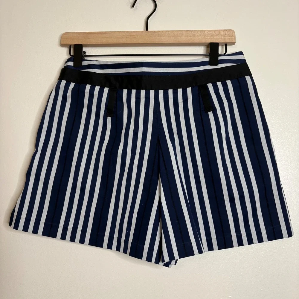 Rag Bone New York Striped High‎ Waisted Shorts Vanity 2 / 6 Navy White Black